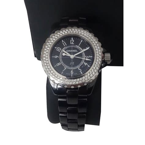 montre chanel j12 diamant noir|chanel j12 watch.